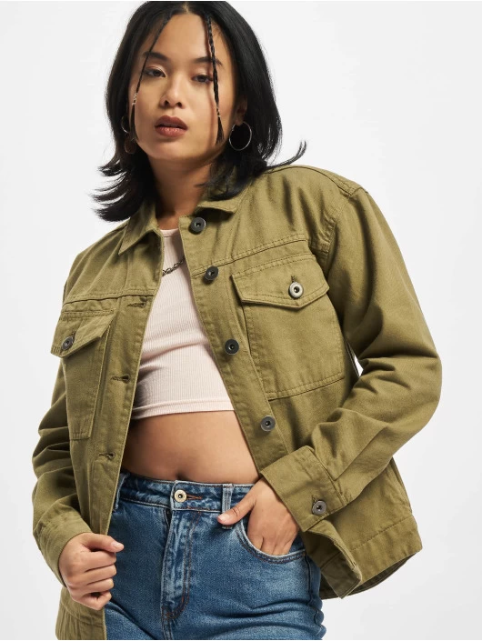 URBAN CLASSICS Damen Jeansjacken Ladies Oversized Shirt In Khaki 3 URBAN CLASSICS Damen Jeansjacken Ladies Oversized Shirt In Khaki