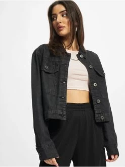 URBAN CLASSICS Damen Jeansjacken Ladies Short Oversized In Schwarz