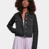 URBAN CLASSICS Damen Jeansjacken Ladies Organic Denim In Schwarz