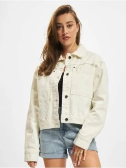 URBAN CLASSICS Damen Jeansjacken Ladies Short Boxy Worker In Weiß