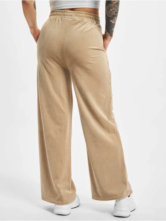 URBAN CLASSICS Damen Jogginghose Ladies High Waist Straight Velvet In Beige 4 URBAN CLASSICS Damen Jogginghose Ladies High Waist Straight Velvet In Beige – Bild 2