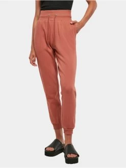 URBAN CLASSICS Damen Jogginghose Ladies Organic High Waist In Rot