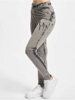 URBAN CLASSICS Damen Legging Ladies Cotton Tie Dye High Waist In Grau