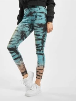 URBAN CLASSICS Damen Legging Cotton Tie Dye High Waist In Schwarz