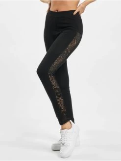 URBAN CLASSICS Damen Legging Ladies Lace Striped In Schwarz