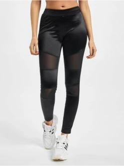URBAN CLASSICS Damen Legging Ladies Shiny Tech Mesh In Schwarz