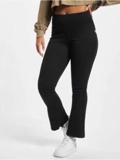 URBAN CLASSICS Damen Legging Ladies Organic Interlock Bootcut In Schwarz