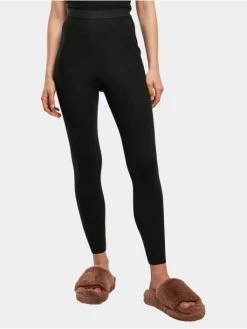 URBAN CLASSICS Damen Legging Ladies Rib In Schwarz