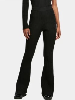 URBAN CLASSICS Damen Legging Ladies Flared Rib Knit In Schwarz