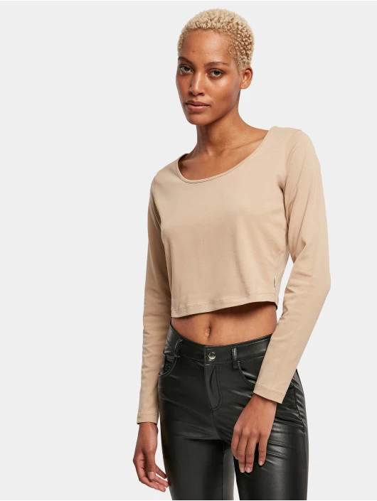 URBAN CLASSICS Damen Longsleeve Ladies Organic Cropped In Beige 3 URBAN CLASSICS Damen Longsleeve Ladies Organic Cropped In Beige