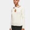 URBAN CLASSICS Damen Longsleeve Ladies Crossed Cut Out In Beige