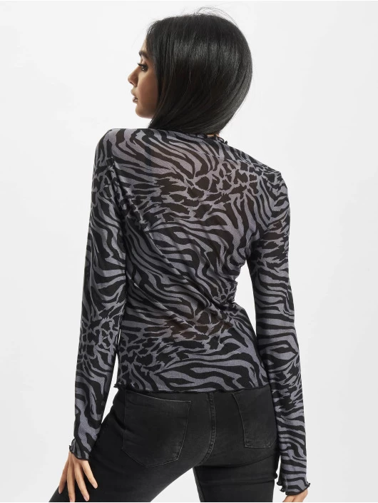 URBAN CLASSICS Damen Longsleeve Ladies Aop Mesh Turtleneck In Grau 4 URBAN CLASSICS Damen Longsleeve Ladies Aop Mesh Turtleneck In Grau – Bild 2