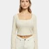 URBAN CLASSICS Damen Longsleeve Ladies Short Rib Corsage In Khaki -Modegeschäft für Damen urban classics longsleeve khaki 918090