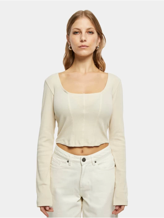URBAN CLASSICS Damen Longsleeve Ladies Short Rib Corsage In Khaki 3 URBAN CLASSICS Damen Longsleeve Ladies Short Rib Corsage In Khaki