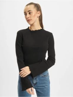 URBAN CLASSICS Damen Longsleeve Ladies Rib Turtelneck In Schwarz