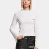 URBAN CLASSICS Damen Longsleeve Ladies Rib Turtelneck In Weiß -Modegeschäft für Damen urban classics longsleeve weiss 895904