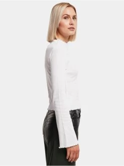 URBAN CLASSICS Damen Longsleeve Ladies Rib Turtelneck In Weiß -Modegeschäft für Damen urban classics longsleeve weiss 895904 1