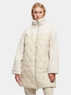 URBAN CLASSICS Damen Mantel Ladies Oversized Sherpa Quilted In Beige