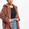 URBAN CLASSICS Damen Mantel Hooded Teddy In Rosa -Modegeschäft für Damen urban classics mantel rosa 562811