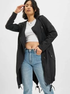 URBAN CLASSICS Damen Mantel Asymetric In Schwarz