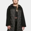 URBAN CLASSICS Damen Mantel Ladies Oversized Sherpa Quilted In Schwarz