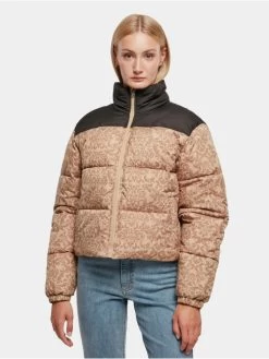 URBAN CLASSICS Damen Puffer Jacket Ladies Aop Retro In Beige
