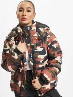 URBAN CLASSICS Damen Puffer Jacket Boyfriend Camo In Camouflage