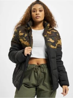 URBAN CLASSICS Damen Puffer Jacket 2 Tone Basic In Camouflage