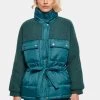 URBAN CLASSICS Damen Puffer Jacket Ladies Sherpa Mix In Grün -Modegeschäft für Damen urban classics puffer jacket gruen 913142