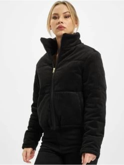 URBAN CLASSICS Damen Puffer Jacket Ladies Corduroy In Schwarz