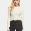 URBAN CLASSICS Damen Pullover Ladies Short Rib Knit Twisted Back In Beige -Modegeschäft für Damen urban classics pullover beige 917725