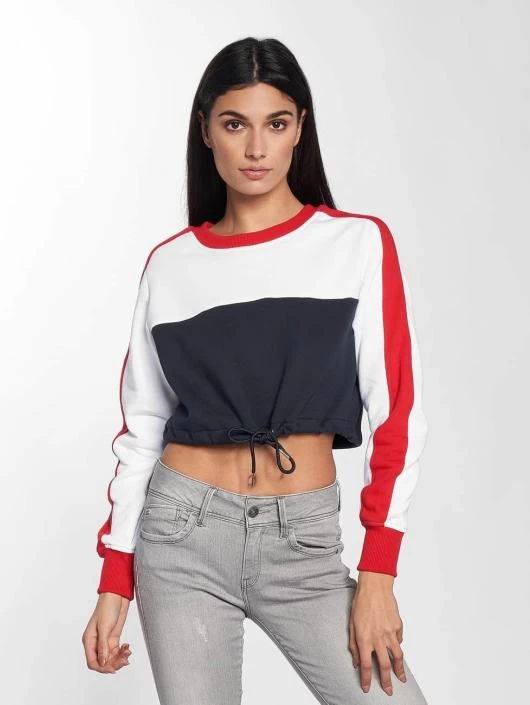 URBAN CLASSICS Damen Pullover 3-Tone Stripe Cropped In Blau 3 URBAN CLASSICS Damen Pullover 3-Tone Stripe Cropped In Blau