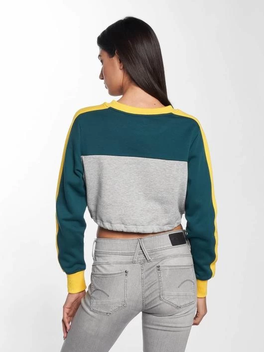 URBAN CLASSICS Damen Pullover 3-Tone Stripe Cropped In Grau 4 URBAN CLASSICS Damen Pullover 3-Tone Stripe Cropped In Grau – Bild 2