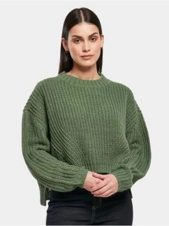 URBAN CLASSICS Damen Pullover Ladies Wide Oversize In Grün