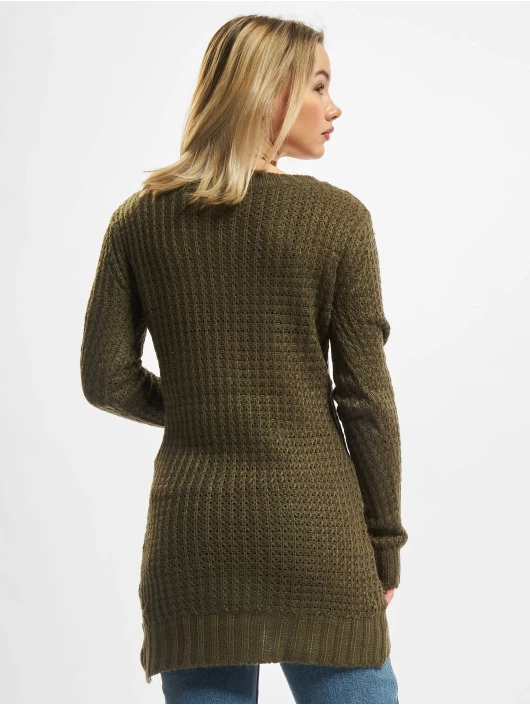 URBAN CLASSICS Damen Pullover Ladies Long Wideneck In Olive 4 URBAN CLASSICS Damen Pullover Ladies Long Wideneck In Olive – Bild 2