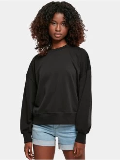 URBAN CLASSICS Damen Pullover Ladies Oversized Rainbow Crewneck In Schwarz