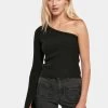 URBAN CLASSICS Damen Pullover Ladies Short Rib Knit One Sleeve In Schwarz -Modegeschäft für Damen urban classics pullover schwarz 917722
