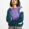 URBAN CLASSICS Damen Pullover Ladies 3-Tone Arrow In Violet