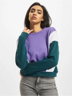URBAN CLASSICS Damen Pullover Ladies 3-Tone Arrow In Violet