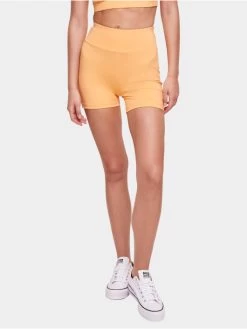 URBAN CLASSICS Damen Shorts Ladies Recycled High Waist Cycle Hot In Orange