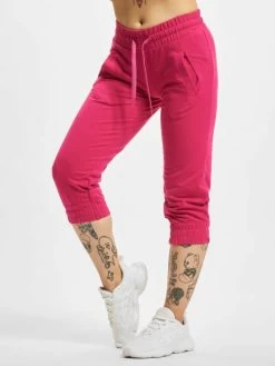 URBAN CLASSICS Damen Shorts Ladies French Terry Capri In Pink