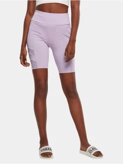 URBAN CLASSICS Damen Shorts Ladies High Waist Tech Mesh In Violet