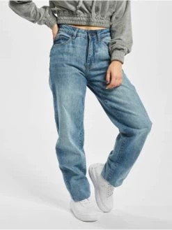 URBAN CLASSICS Damen Straight Fit Jeans Ladies High Waist In Blau