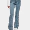 URBAN CLASSICS Damen Straight Fit Jeans Ladies Highwaist Straight Slit Denim In Blau