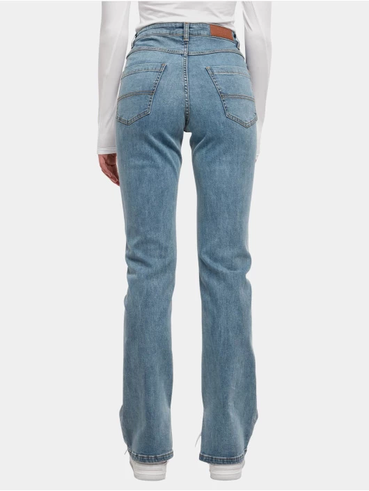 URBAN CLASSICS Damen Straight Fit Jeans Ladies Highwaist Straight Slit Denim In Blau 4 URBAN CLASSICS Damen Straight Fit Jeans Ladies Highwaist Straight Slit Denim In Blau – Bild 2