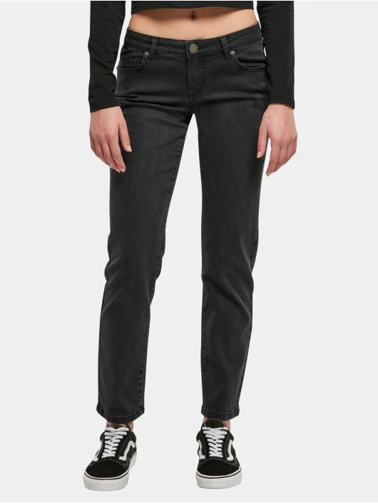 URBAN CLASSICS Damen Straight Fit Jeans Ladies Low Waist Straight Denim In Schwarz 4 URBAN CLASSICS Damen Straight Fit Jeans Ladies Low Waist Straight Denim In Schwarz – Bild 2