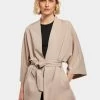 URBAN CLASSICS Damen Strickjacke Viscose Twill Kimono In Beige -Modegeschäft für Damen urban classics strickjacke beige 900419