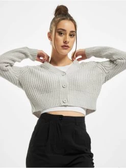 URBAN CLASSICS Damen Strickjacke Ladies Short In Grau