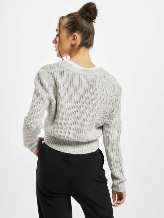 URBAN CLASSICS Damen Strickjacke Ladies Short In Grau 4 URBAN CLASSICS Damen Strickjacke Ladies Short In Grau – Bild 2