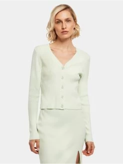 URBAN CLASSICS Damen Strickjacke Ladies Short Rib Knit In Grün